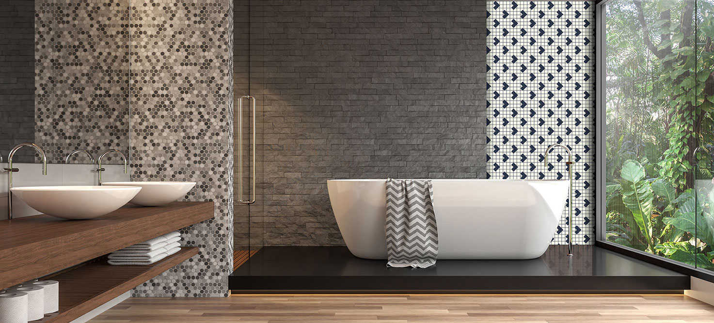 zen bath mosaic tiles and design
